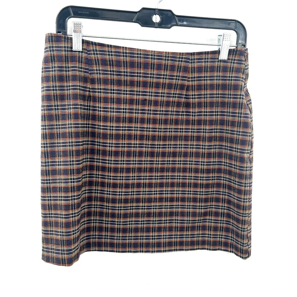 vintage y2k plaid mini‎ skirt B'way Jrs preppy school girl academia brown 13 29